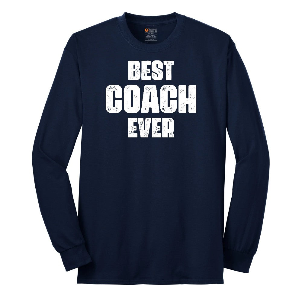 Best Coach Ever Long Sleeve Tee - Navy
