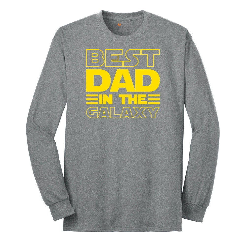 Best Dad in the Galaxy Long Sleeve Tee - Athletic Grey