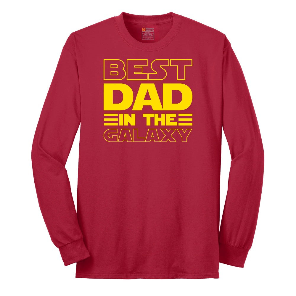 Best Dad in the Galaxy Long Sleeve Tee - Red