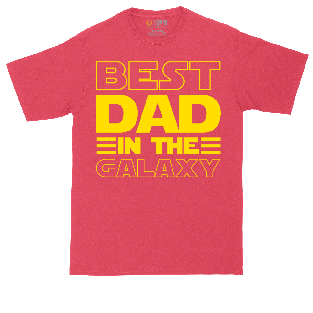 Best Dad in the Galaxy tall t-shirt for men in Heather Red