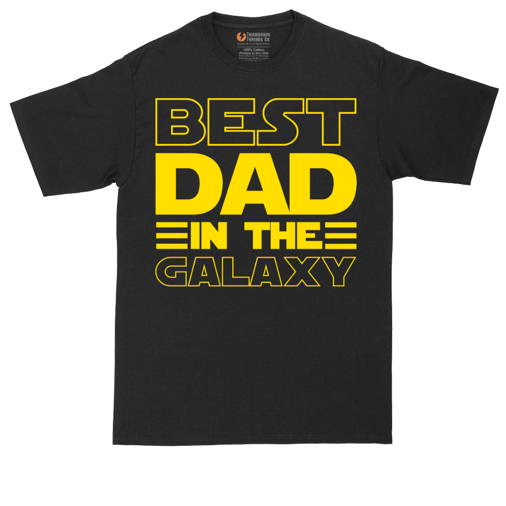 Best Dad in the Galaxy tall t-shirt for men in Jet Black