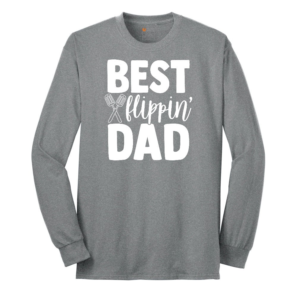 Best Flipping Dad Long Sleeve Tee - Athletic Grey