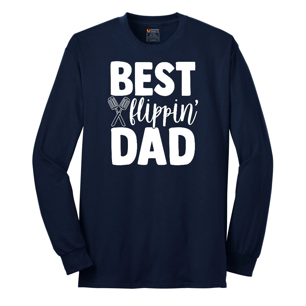 Best Flipping Dad Long Sleeve Tee - Navy