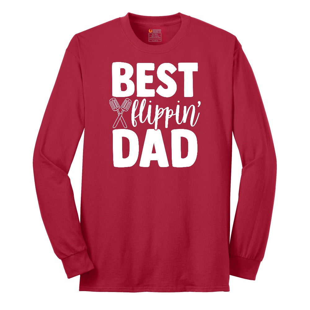 Best Flipping Dad Long Sleeve Tee - Red