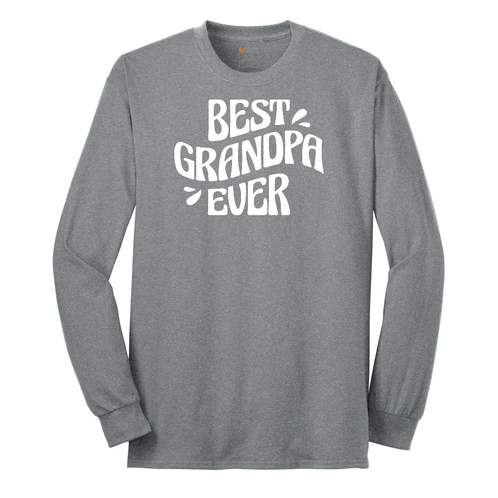 Best Grandpa Ever Long Sleeve Tee - Athletic Grey