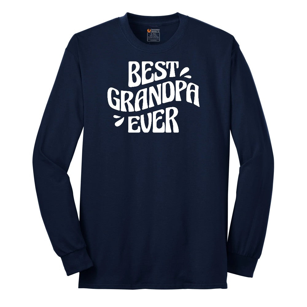 Best Grandpa Ever Long Sleeve Tee - Navy