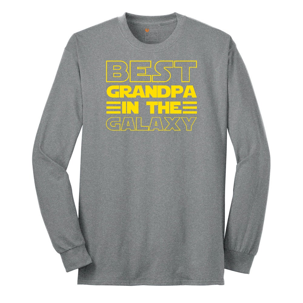 Best Grandpa in the Galaxy Long Sleeve Tee - Athletic Grey