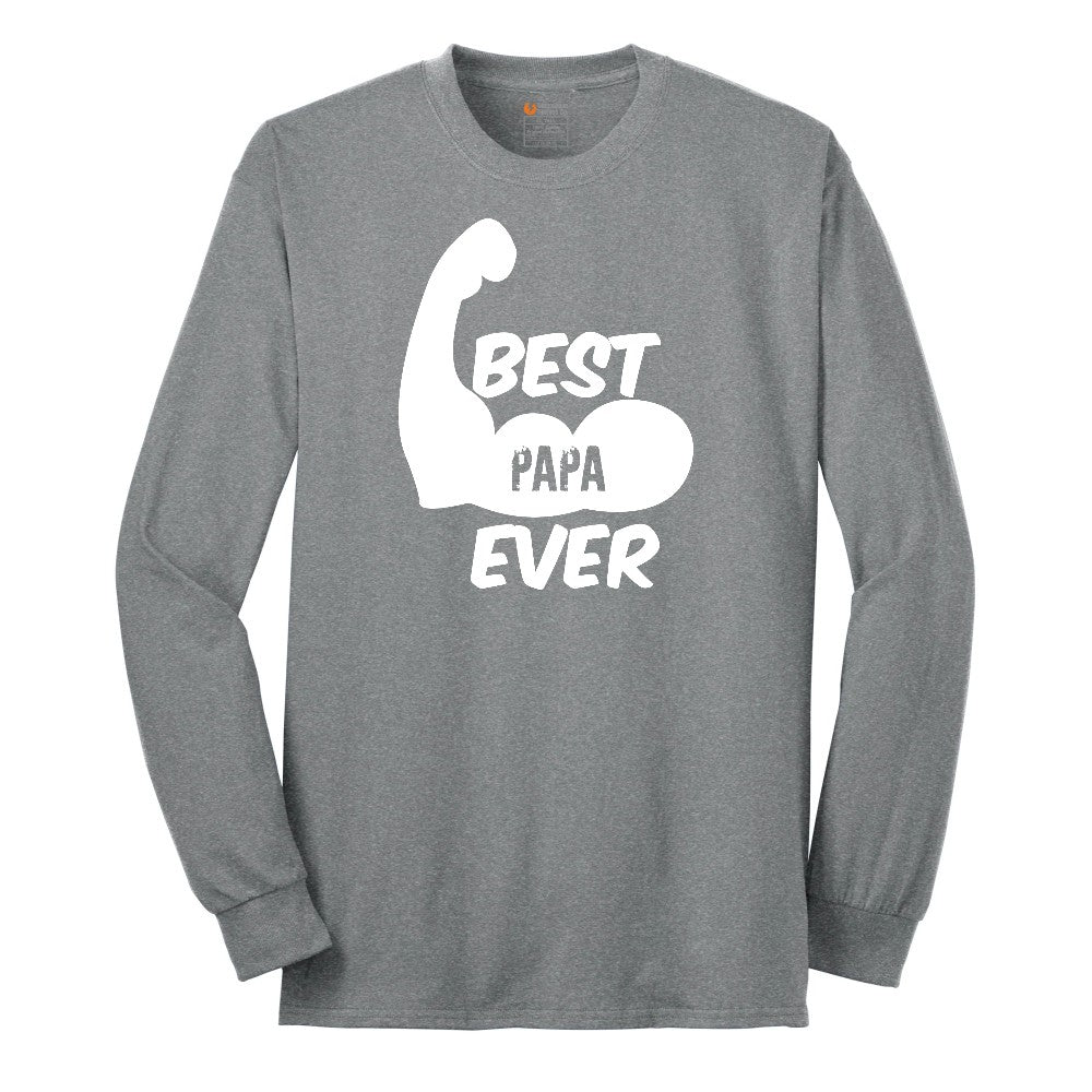 Best Papa Ever Version 1 Long Sleeve Tee - Athletic Grey