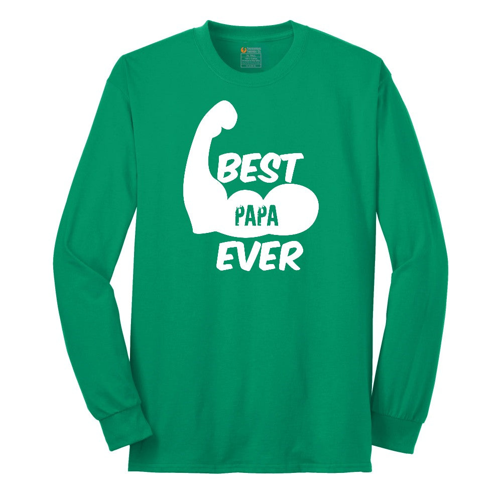 Best Papa Ever Version 1 Long Sleeve Tee - Kelly Green