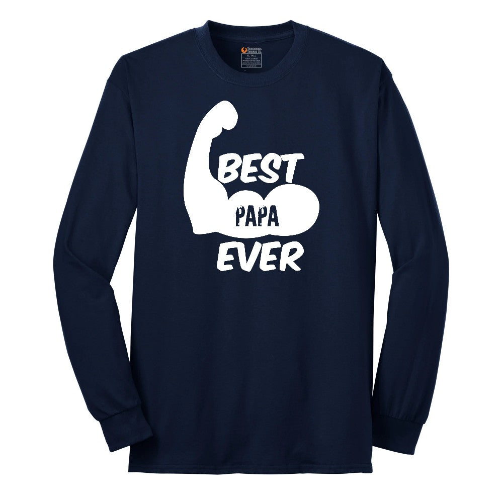 Best Papa Ever Version 1 Long Sleeve Tee - Navy