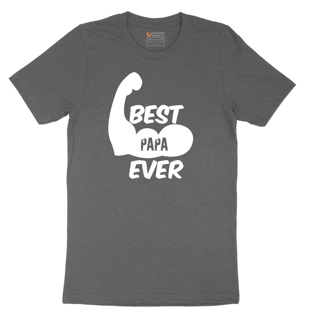 Best Papa Ever Version 1 Short Sleeve Tee - Dark Heather Grey