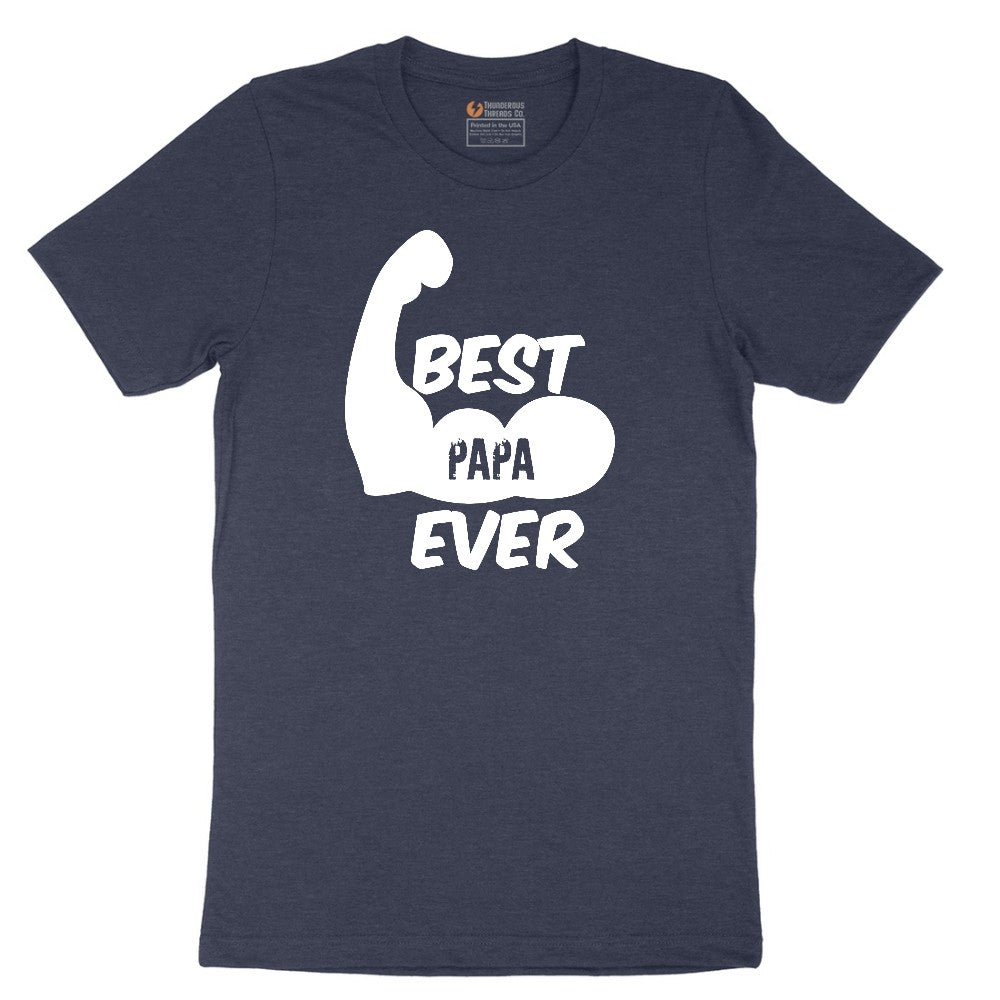 Best Papa Ever Version 1 Short Sleeve Tee - Heather Navy