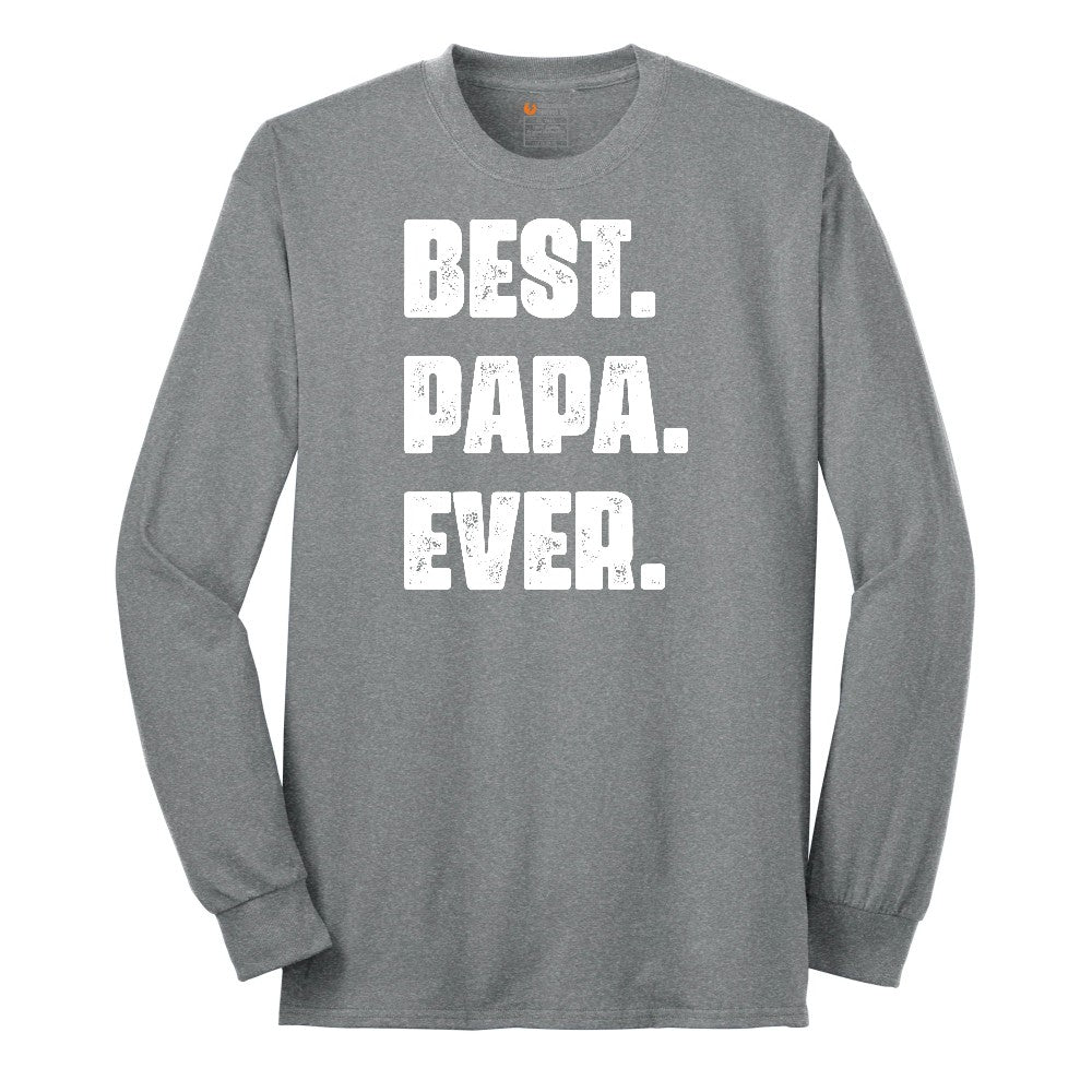 Best Papa Ever Version 2 Long Sleeve Tee - Athletic Grey