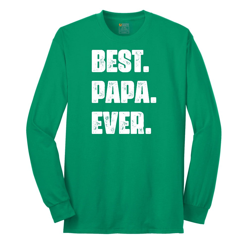Best Papa Ever Version 2 Long Sleeve Tee - Kelly Green