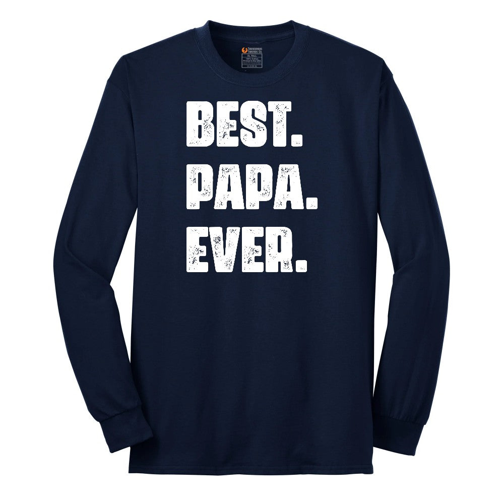 Best Papa Ever Version 2 Long Sleeve Tee - Navy