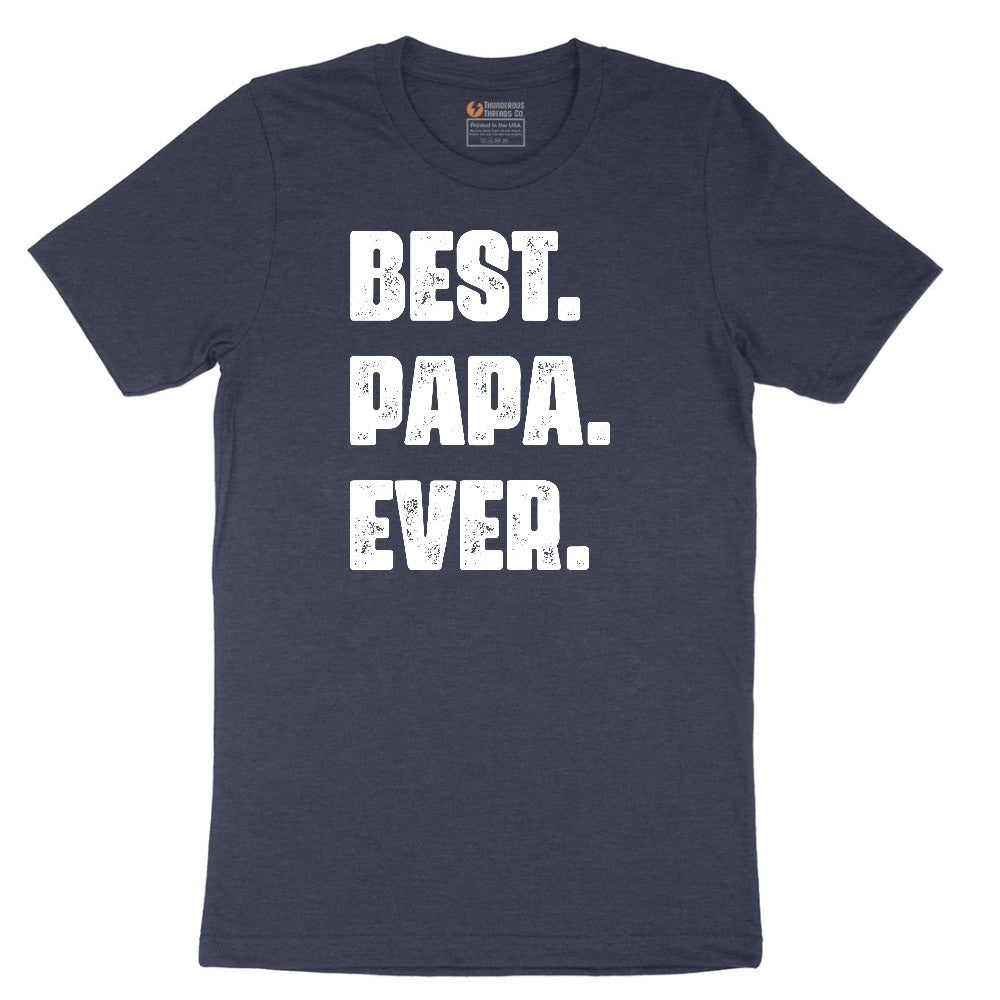 Best Papa Ever Version 2 Short Sleeve Tee - Heather Navy