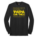 Best Papa in the Galaxy Long Sleeve Tee - Jet Black