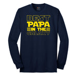 Best Papa in the Galaxy Long Sleeve Tee - Navy