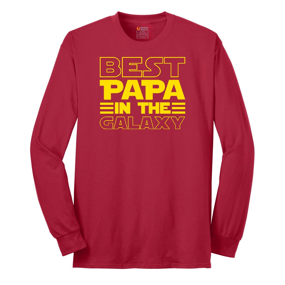 Best Papa in the Galaxy Long Sleeve Tee - Red