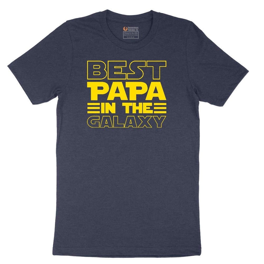 Best Papa in the Galaxy Short Sleeve Tee - Heather Navy