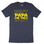 Best Papa in the Galaxy Short Sleeve Tee - Heather Navy