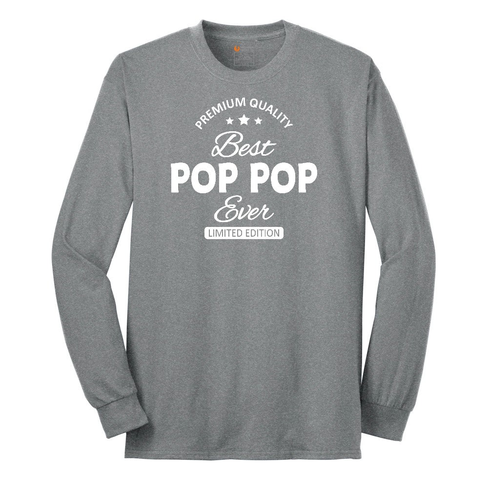 Best Pop Pop Ever Long Sleeve Tee - Athletic Grey
