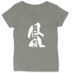Bigfoot Believe Ladies Curvy Tee - Bamboo Blackout