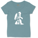 Bigfoot Believe Ladies Curvy Tee - Surf Blackout