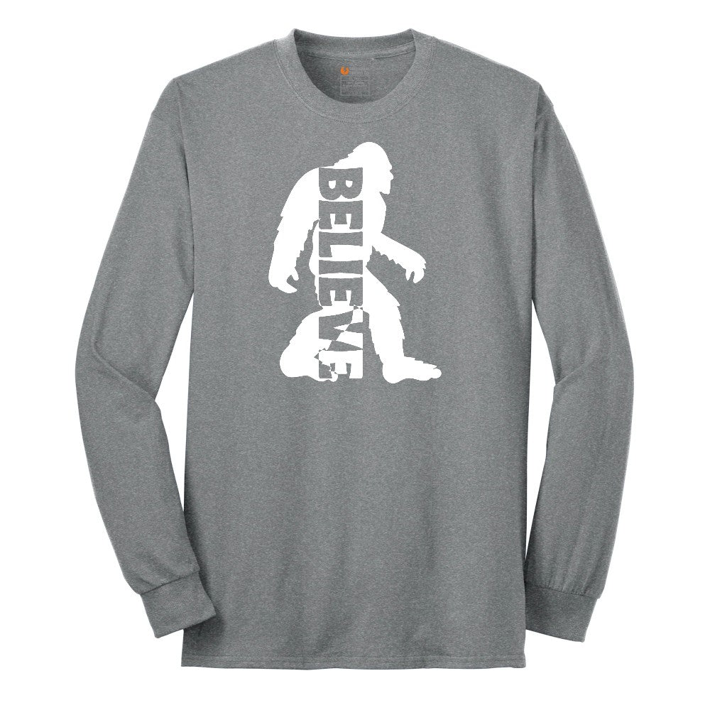 Bigfoot Believe Long Sleeve Tee - Athletic Grey