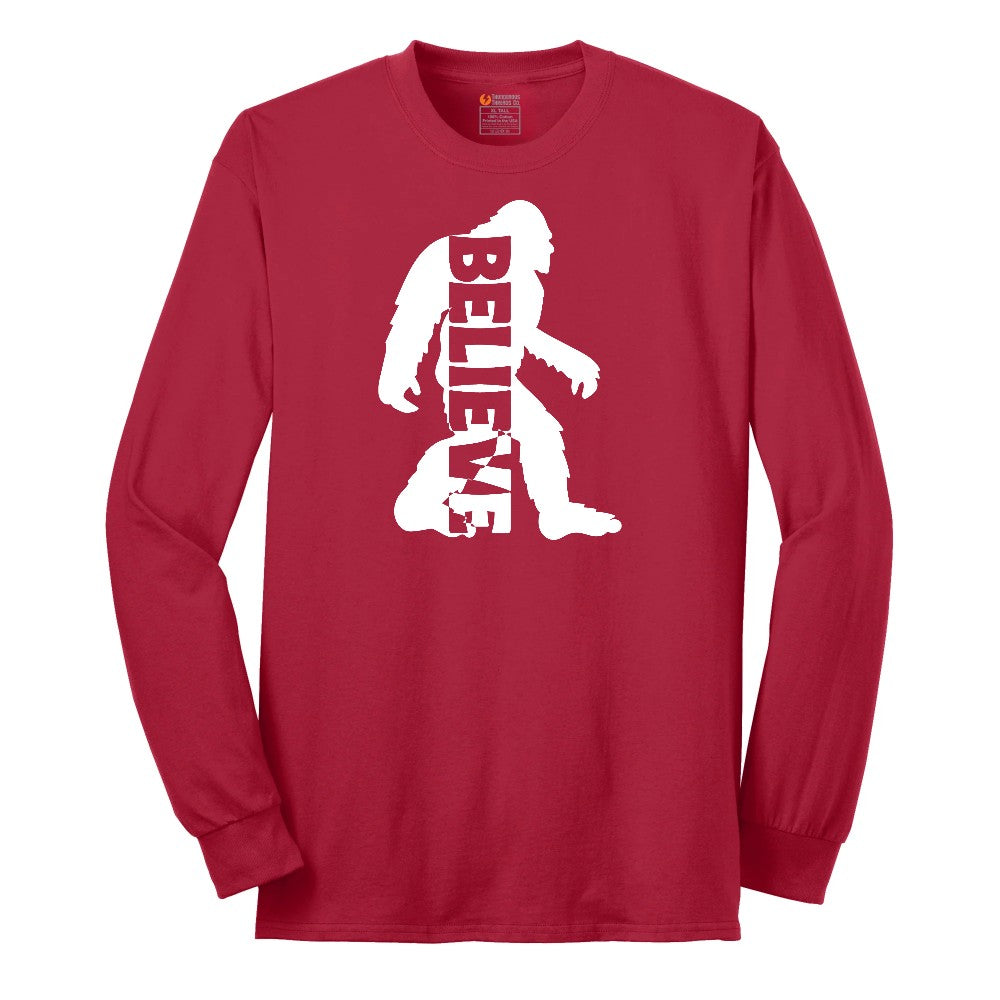 Bigfoot Believe Long Sleeve Tee - Red