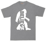 Bigfoot Believe tall t-shirt for men in Athletic Heather