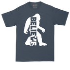 Bigfoot Believe tall t-shirt for men in Heather Navy