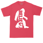 Bigfoot Believe tall t-shirt for men in Heather Red
