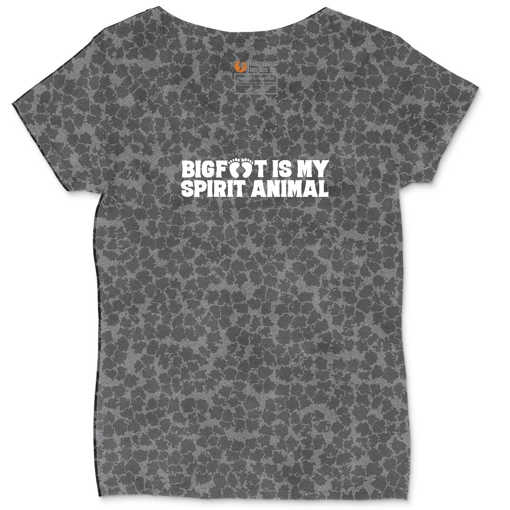 Bigfoot is My Spirit Animal Ladies Curvy Tee - Black Leopard