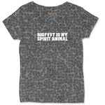 Bigfoot is My Spirit Animal Ladies Curvy Tee - Black Leopard