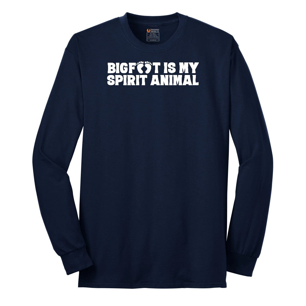 Bigfoot is My Spirit Animal Long Sleeve Tee - Navy
