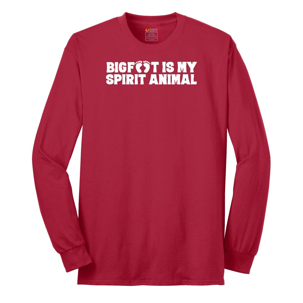 Bigfoot is My Spirit Animal Long Sleeve Tee - Red