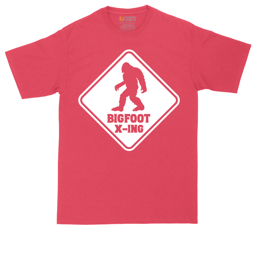 Bigfoot X-ing tall t-shirt for men in Heather Red