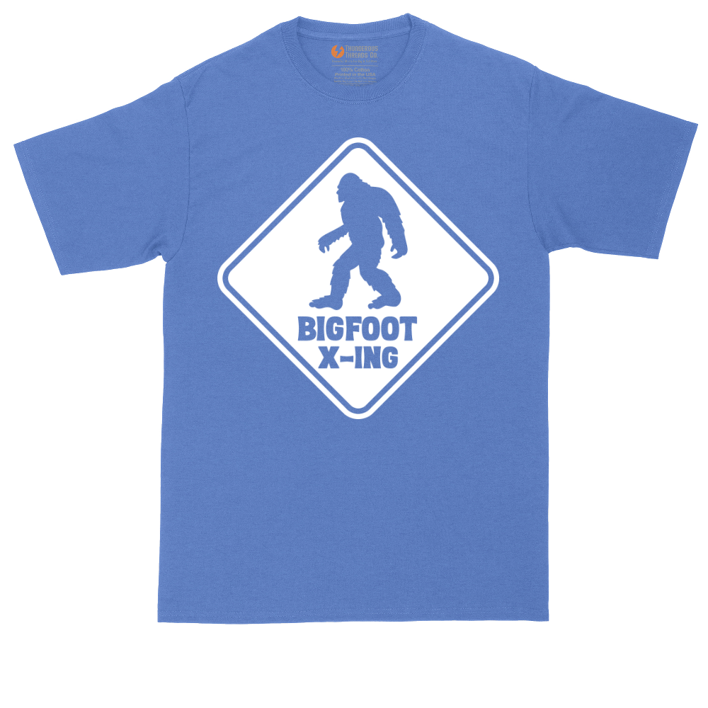 Bigfoot X-ing tall t-shirt for men in Heather Royal