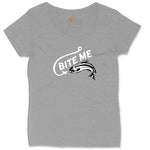 Bite Me Fish Design Ladies Curvy Tee - Granite Heather