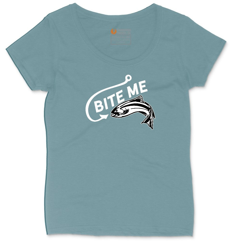 Bite Me Fish Design Ladies Curvy Tee - Surf Blackout