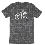 Bite Me Fish Design Ladies Short Sleeve Tee - Black Leopard
