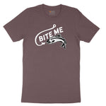 Bite Me Fish Design Ladies Short Sleeve Tee - Sangria Blackout