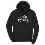 Bite Me Fish Design Hoodie - Jet Black
