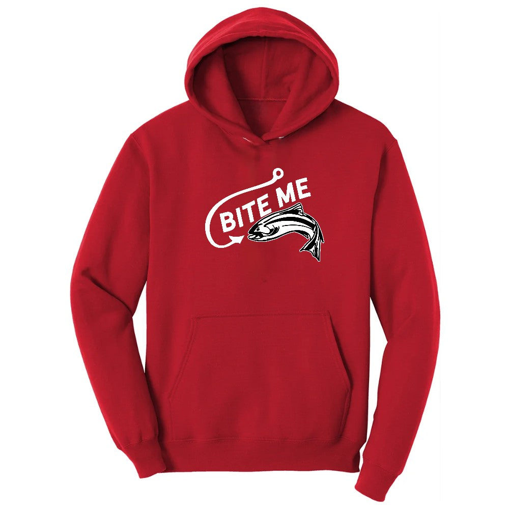 Bite Me Fish Design Hoodie - Red
