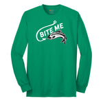 Bite Me Fish Design Long Sleeve Tee - Kelly Green