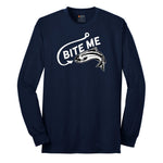 Bite Me Fish Design Long Sleeve Tee - Navy