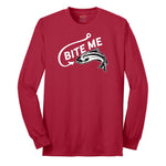 Bite Me Fish Design Long Sleeve Tee - Red