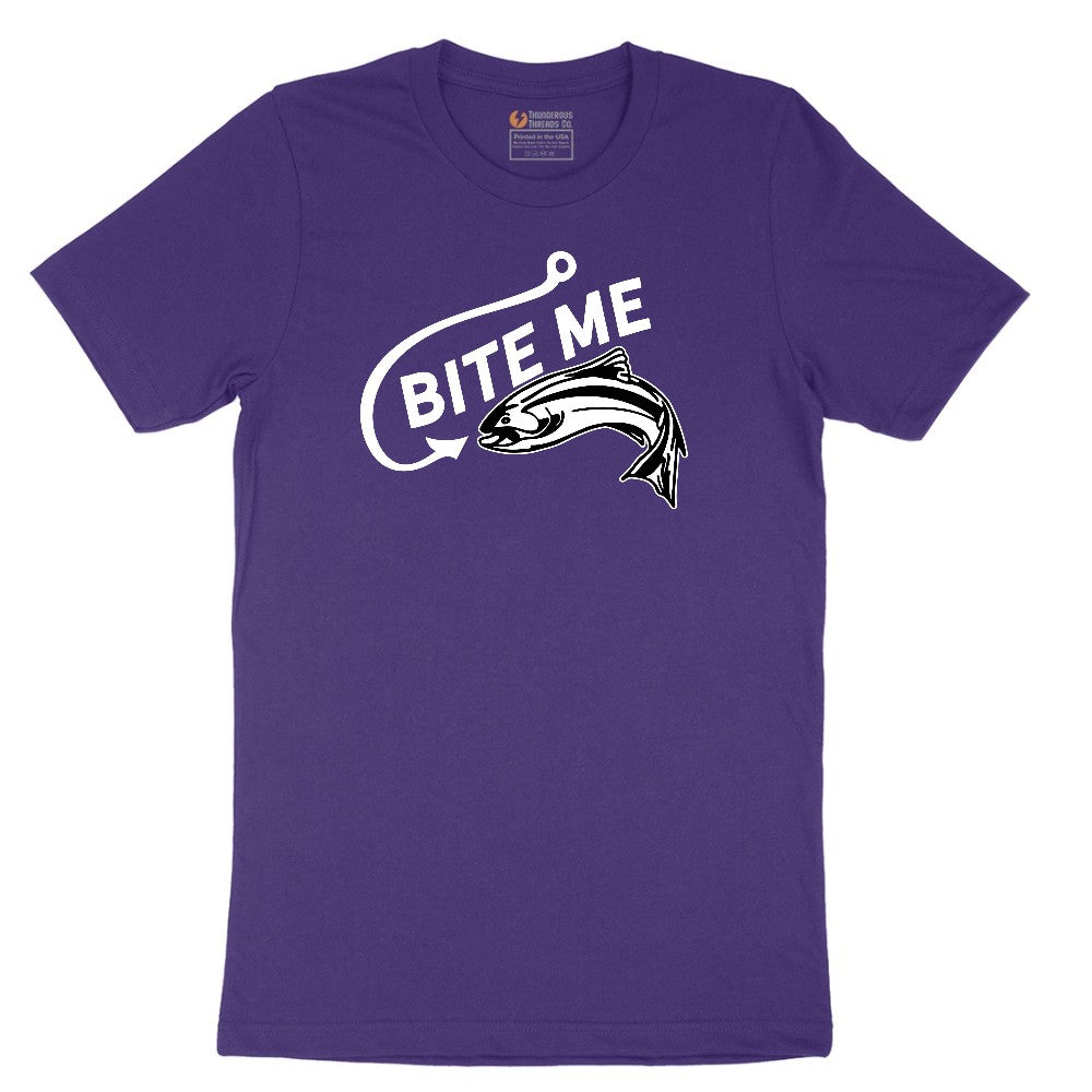 Bite Me Fish Design Short Sleeve Tee - Team Purple