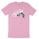Bite Me Fish Design Toddler Short Sleeve Tee - Candy Pink